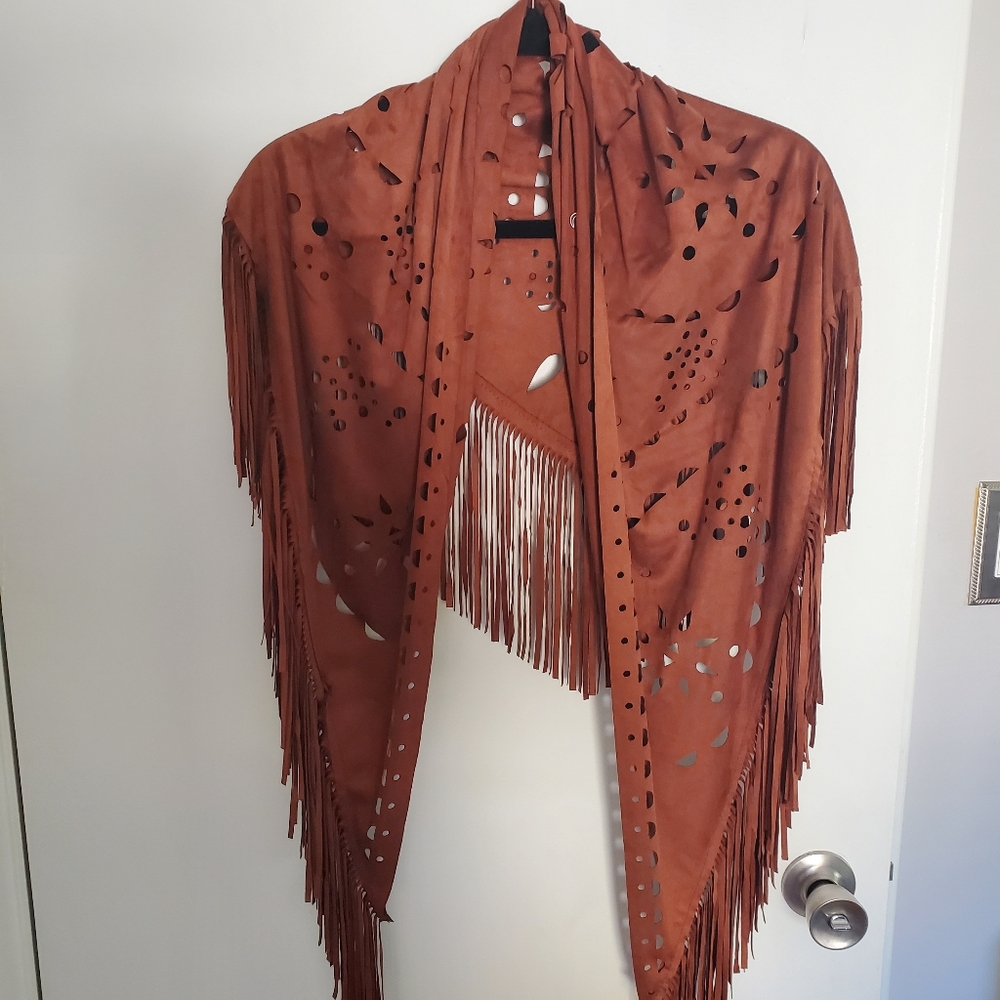 Women's faux suede shawl/wrap